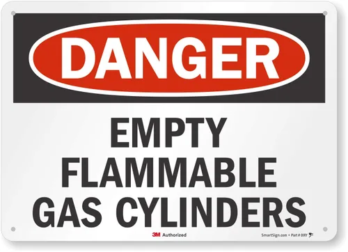 Vista 2 de SmartSign "Danger - Cilindros de gas inflamables vacíos" etiqueta 5" x 7" 3M grado de ingeniería reflectante