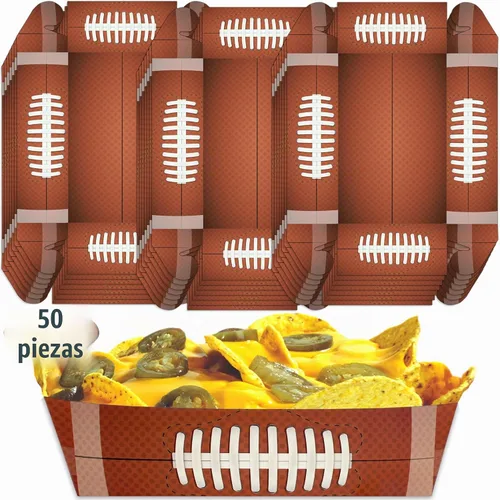 Vista 5 de Bandejas de papel desechables de fútbol (50 piezas) aperitivos de concesión de barcos de comida justa Nachos de carnaval, cesta de servir papas