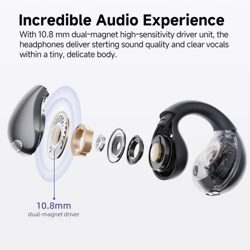 Vista 3 de QCY Crossky C30 Auriculares de oído abierto inalámbricos Bluetooth, auriculares de clip con 4 micrófonos ENC de cancelación de ruido, ajuste