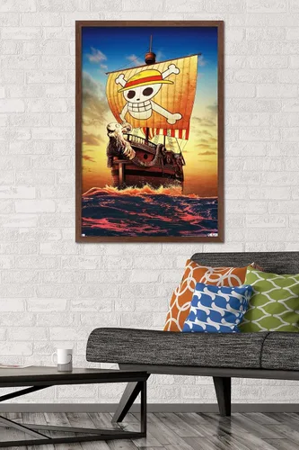 Vista 2 de Trends International Netflix One Piece - Póster de pared de una hoja, 22.37 x 34.00 pulgadas, versión enmarcada de caoba