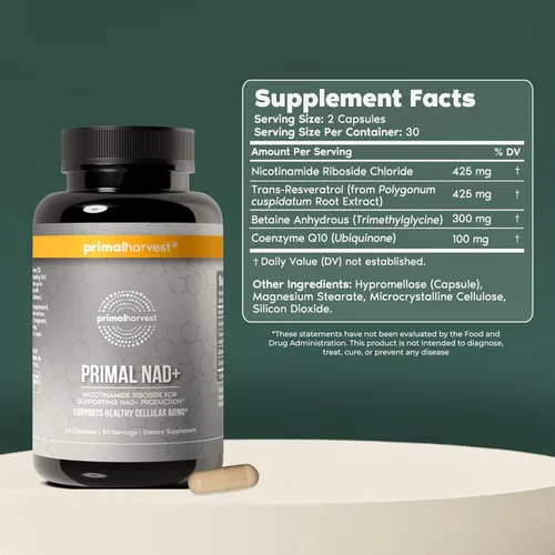 Vista 2 de Primal Harvest Rutina diaria de dos pasos NAD+ + Sleep Paquete de 2 Suministro para 30 días