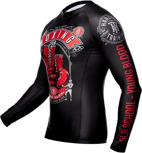 Vista 3 de Hardcore Training Code of Honor Rash Guard - Camiseta de manga larga para hombre, compresión MMA No-Gi Tight BJJ, capa base para fitness