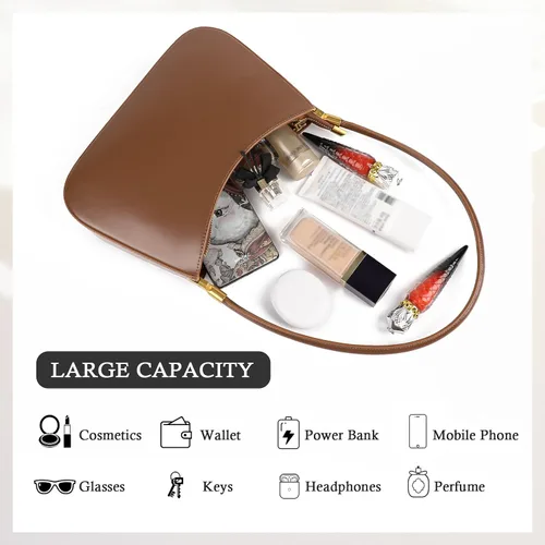 Vista 5 de Bolso de hombro para mujer, bolso pequeño de cuero genuino