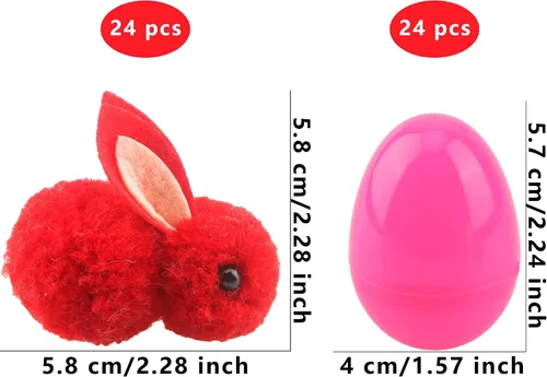 Vista 2 de 48 huevos de Pascua rellenos con mini conejito de peluche, juguetes de Pascua para fiesta de Pascua, juegos de caza en interiores y exteriores