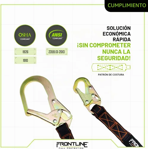 Vista 6 de Frontline LIS61R Combat - Cordón de una sola pierna de 6 pies con extremo de gancho para varilla corrugada con amortiguador de impacto interno Una