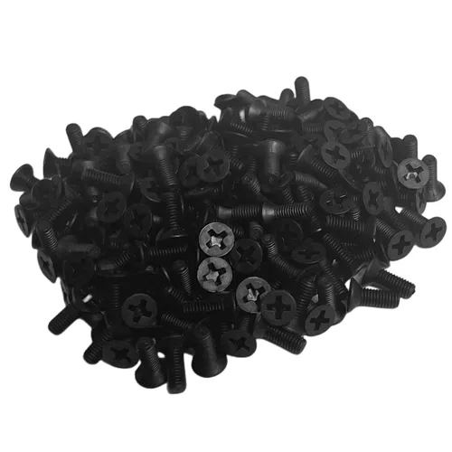 Vista 5 de NACX Tornillos Phillips de Cabeza Plana de Nylon M3 x 8mm Tornillos de Máquina Avellanados Negros, 200 Piezas