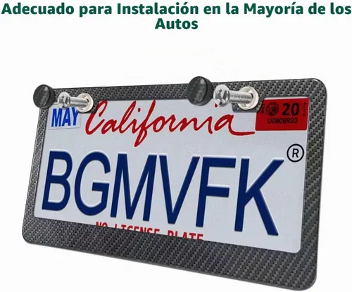 Vista 4 de BGMVFK Marco de matrícula de fibra de carbono, paquete de 2 unidades, soporte negro para placa de automóvil