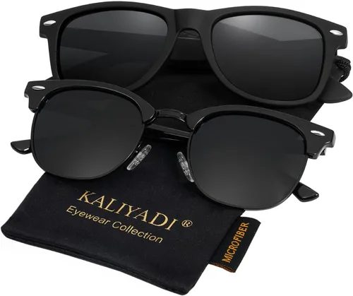 Vista 34 de KALIYADI Gafas de sol polarizadas para hombres y mujeres, marco semi sin montura, para conducir con bloqueo UV A01-(1 Pack) Tortuga Mate G15