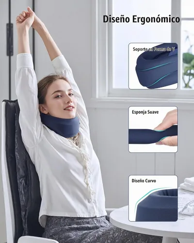 Vista 4 de Collar Cervical para Dormir - Collar Cervical que Alivia el Dolor de Cuello y Soporte de Cuello con Envolturas de Espuma Suave que Mantienen