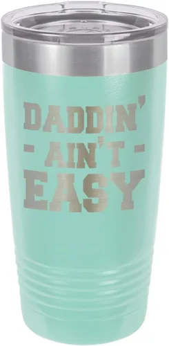 Vista 10 de DADDIN AINT EASY BLACK Vaso de bebida de 20 oz con pajita Taza de viaje grabada con láser Comparar con Yeti Rambler Idea de regalo papá