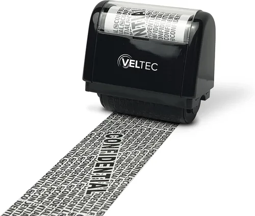 Vista 15 de Veltec Rodillo de tinta protector de identificación - Juego de sellos de rodillo de protección contra robo de identidad (negro, sello + 3 recambios)