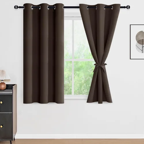 Vista 9 de DWCN - Cortinas 100% opacas para dormitorio con forro negro, cortinas de ventana de doble capa con aislamiento térmico que oscurecen toda la Azul