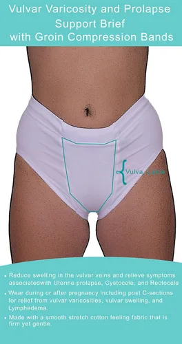 Vista 4 de Vulvar Varicosity and Prolapse Support Brief con bandas de compresión para la ingle, color blanco, pequeño