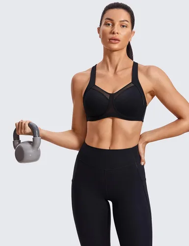 Vista 6 de SYROKAN High Impact Sports Bras for Women High Support Unlined Underwire Racerback No Uniboob Workout Bra
