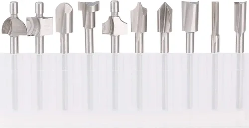 Vista 7 de SPTA 10 piezas de brocas de carburo HSS para grabado y 10 piezas de broca de 1/8" (3mm) de vástago para herramientas rotativas para carpintería