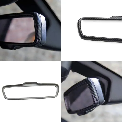 Vista 2 de Crosselec Cubierta del marco del espejo retrovisor de fibra de carbono para Dodge Charger 2015+