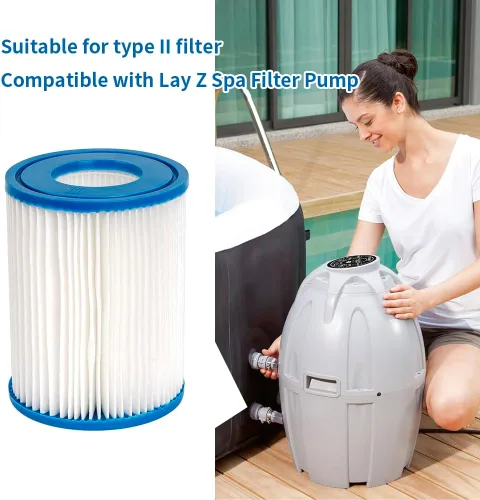 Vista 5 de Cartucho de filtro de piscina para bomba de filtro tipo II 58094 para piscinas sobre el suelo, filtro de jacuzzis compatible con bomba de filtro