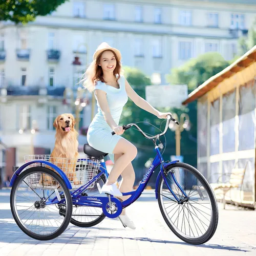 Vista 7 de 24/26 Inch Adult Tricycle, 3 Wheel Bikes with Large Basket, Cruiser Bike for Women/Men/Seniors, Adult Trike for Outdoor/Shopping/Recreation/Picnic