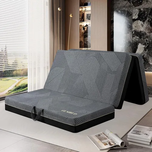 Vista 14 de GEMBED Colchón de Espuma Viscoelástica Tri-Fold - Cama de Piso Plegable Portátil de 3 Pulgadas con Funda Lavable y Base Antideslizante, Ahorra