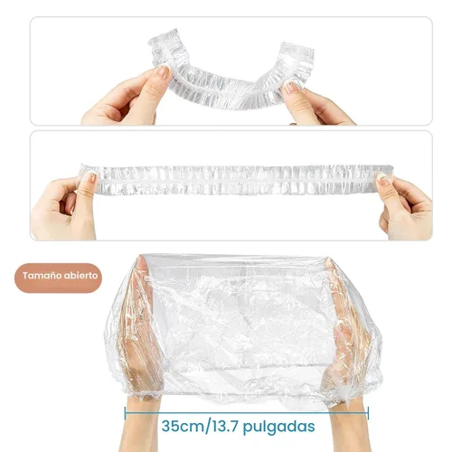 Vista 3 de MAQIHAN 100 gorros de ducha desechables grandes – Gorros de plástico grueso para acondicionamiento profundo, gorro de ducha reutilizable impermeable