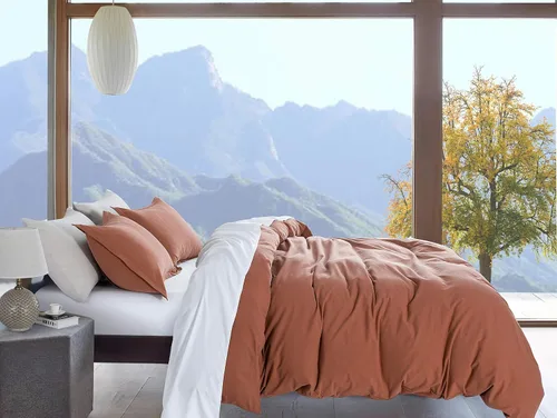 Vista 17 de Get Bed Ready Juego de funda de edredón de algodón lavado a la piedra, estilo casual, cambray, color sólido, relajado, suave, sensación moderna
