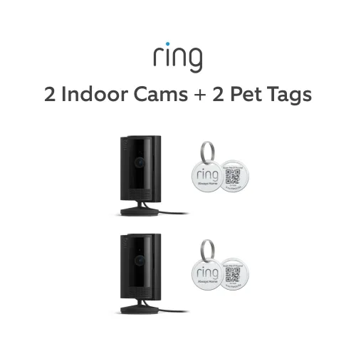 Vista 9 de Dos cámaras para interiores Ring (2.ª generación) blancas, con dos identificadores de mascota Ring Blanco