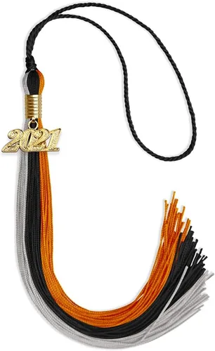 Vista 155 de Endea - Borla de graduación de triple color con gota de fecha dorada (negro/dorado/granate, 2020)