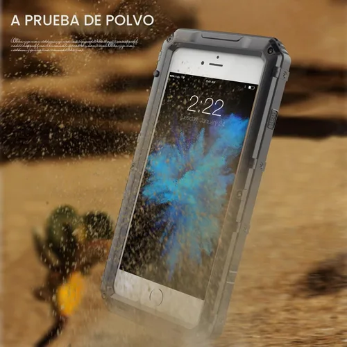 Vista 5 de Mitywah Funda impermeable para iPhone 7/iPhone 8 / iPhone SE 2020, funda de metal resistente de grado militar, protección de cuerpo completo Negro