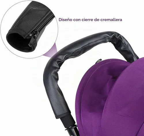 Vista 5 de Funda para manija de cochecito de bebé, fundas de cuero para reposabrazos de espuma para cochecito, funda universal para manillar, barra de agarre