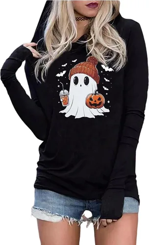 Vista 18 de Susongeth Halloween Sanderson Sisters - Sudadera con capucha para mujer, diseño de Hocus Pocus, de manga larga, ligera, sin botones Negro