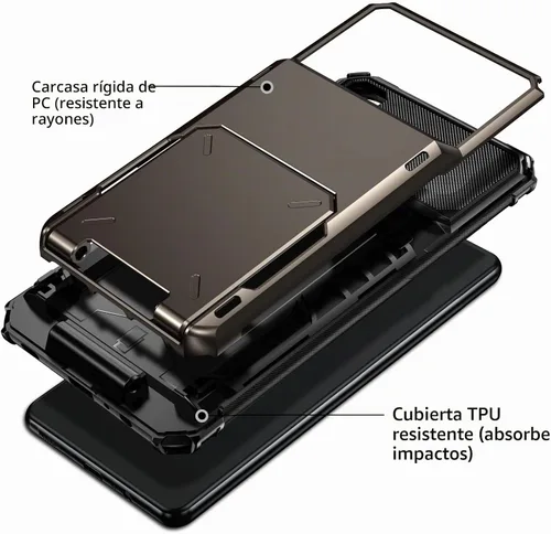 Vista 4 de Vofolen Cartera para Moto G 5G 2022 con tarjetero Gun Metal