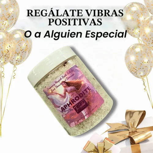 Vista 4 de Sales de baño Afrodita – 12 onzas de sal del mar muerto para el amor, cuidado personal, limpieza espiritual y uso ritual color fantasía (Aphrodite)