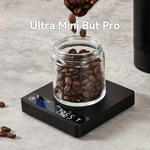 Vista 2 de Báscula de café de metal con temporizador, báscula de espresso con cronometraje automático, 3 modos para máquina de espresso y vertido, báscula