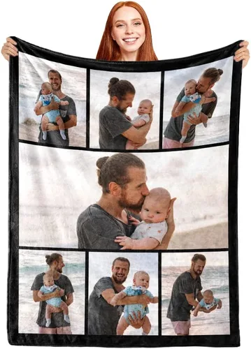 Vista 17 de ShineSand Manta personalizada con foto, manta de fotos personalizada con texto de nombre, manta divertida personalizada, manta de forro polar