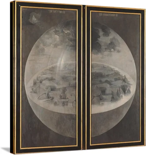 Vista 15 de ART.COM Lienzo decorativo para pared Jardín de delicias terrenales, creación del mundo en marco negro por Hieronymus Bosch, 21 x 21 pulgadas
