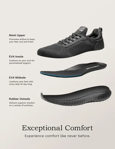 Vista 7 de Bruno Marc Zapatos de trabajo antideslizantes para hombre, zapatos para caminar, color negro y ligero, para cocinero, cocina, restaurante, tenis