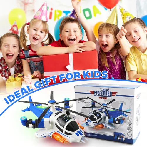 Vista 7 de Helicóptero de juguete con luces para niños pequeños, avión de juguete giratorio 360° con música y Bump & Go, regalo de cumpleaños para niños de 3 a