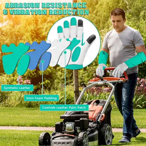 Vista 3 de Guantes largos de jardinería para mujeres/hombres, guantes de poda de rosas a prueba de espinas, guantelete resistente, el mejor regalo de jardín