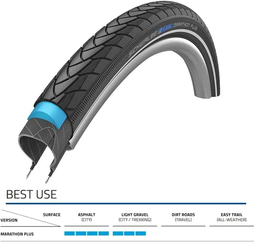Vista 4 de Schwalbe Marathon Plus - Neumático rígido unisex para bicicleta
