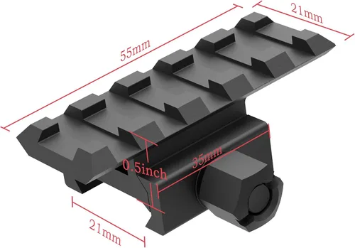 Vista 4 de Optics Riser Picatinny Rail Riser for Optic or Red Dot Riser Mount 0.5"/0.83“/1" Height 2.1“ Length 5-Slot