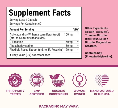 Vista 5 de VITA-PCOS Suplemento de cortisol y péptidos de colágeno en polvo para mujeres, promueve la energía, endocrino, cabello, piel, uñas y peso, Rhodiola