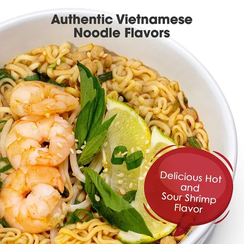 Vista 4 de OMACHI - Fideos de papa dorados, hechos con ingredientes naturales, superiores (camarones agrios y calientes, paquete de 30)