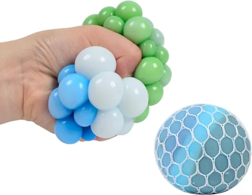 Vista 6 de Bolas de presión de malla de uva suave de colores, bolas de presión de cambio de color, herramienta de utilería para aliviar el estrés, bolas