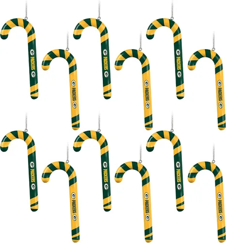 Vista 4 de NFL Team Logo 12 Pack Candy Cane Ornament Set