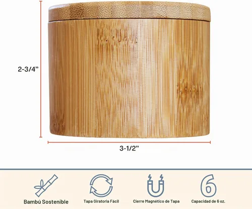 Vista 7 de Totally Bamboo Salero con Tapa Giratoria – Contenedor de Almacenamiento de Bambú para Encimera de Cocina con Cierre Magnético – Ideal para Sal