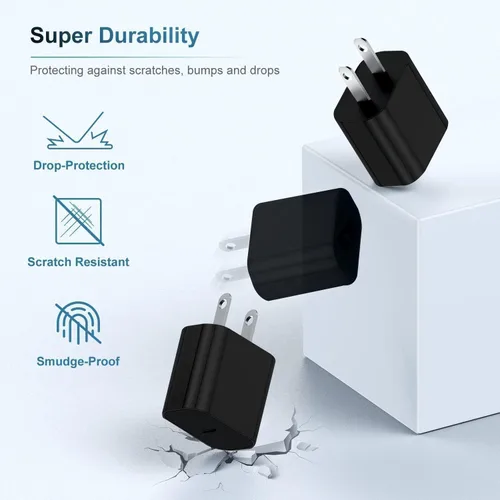 Vista 2 de Cargador para iPhone 17 16 15, enchufe de bloque de carga rápida USB C de 20 W y cable tipo C a C de 6 pies largo para Apple iPhone 17 Pro Max/17