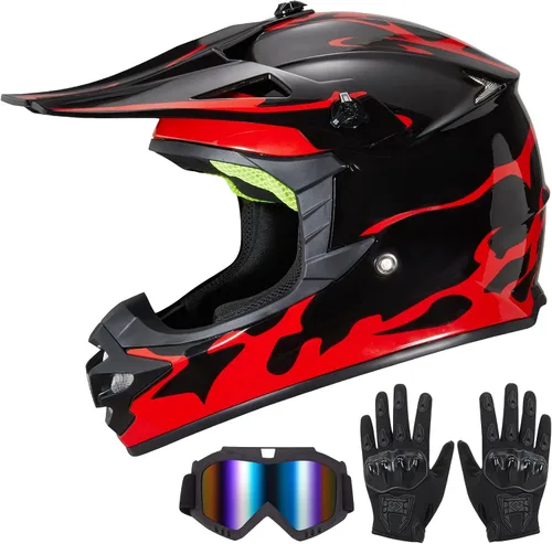 Vista 10 de Casco de Bicicleta de Tierra para Jóvenes Niños para Niños y Niñas, F001 Casco de Motocicleta de Cara Completa para Todoterreno ATV Conducción