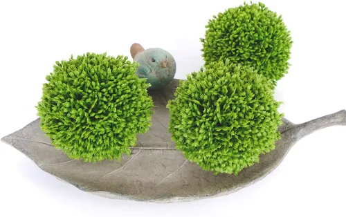 Vista 7 de Bolas de boj de 3.5 pulgadas, bolas de vegetación artificial, decorativas, relleno de cuenco, juego de 3 bolas de musgo decorativas