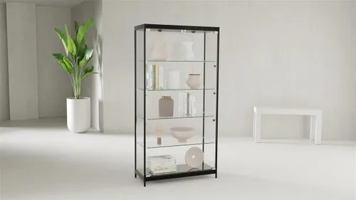 Vista 2 de Displays2go Escaparate negro del trofeo del LED