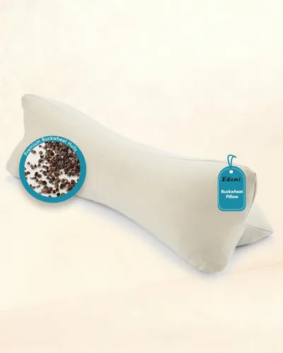 Vista 17 de Almohada cervical de cuello redondo de trigo sarraceno, soporte cervical para personas que duermen de lado y espalda con funda extraíble lavable